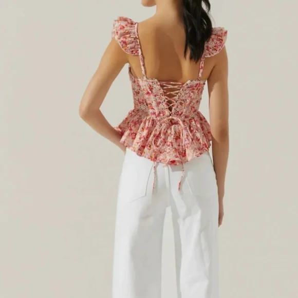 ASTR THE LABEL BAYLIN FLORAL PEPLUM TOP WOMENS SIZE XSMALL - Picture 15 of 16